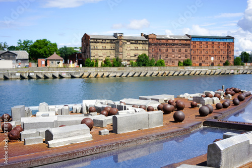 Miniature scale model of a Liepaja city showing the buildings, streets in great detail photo