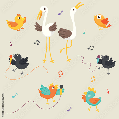 Vector Illustration Of Birds Singing © yusufdemirci