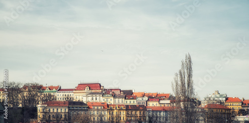 Prague - Podoli Quarter as seen from the Vltava River. photo