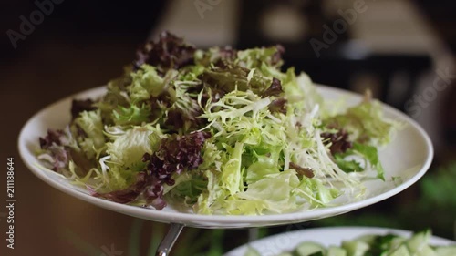 lettuce leaves beautifully served on a banquet table in the new hotel