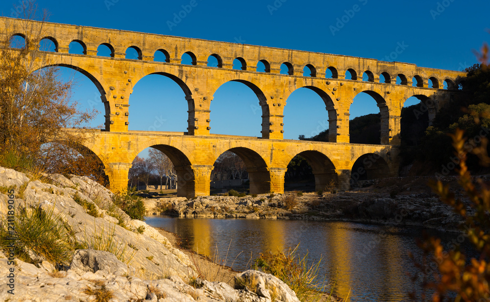 Pont du Gard, an ancient Roman bridge in southern France