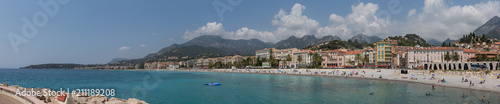 Panoramic view of the beach at Menton in the south of France