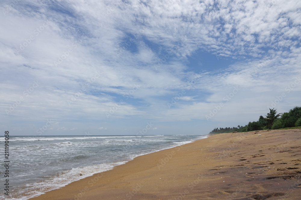 Tropical sandy beach in Sri Lanka