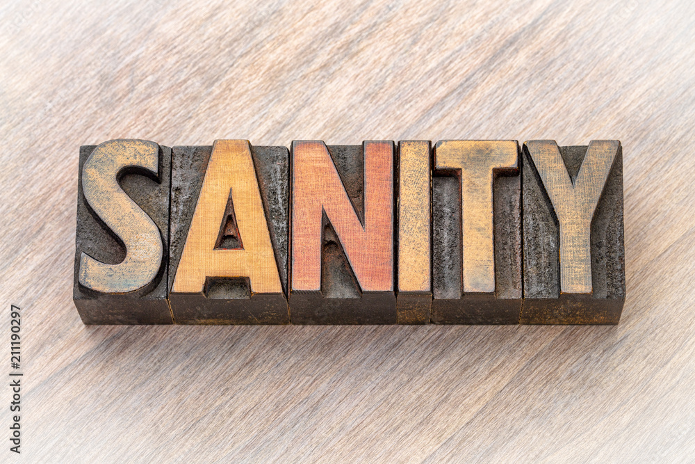 Ταπετσαρία sanity word abstract in vintage wood type