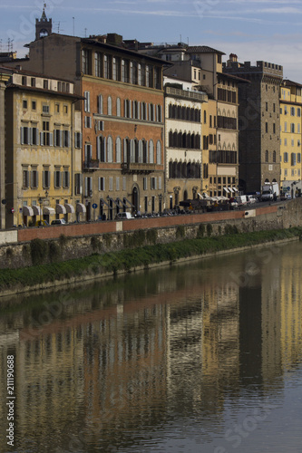 Building reflection of Arnoriver in Florence, Italy