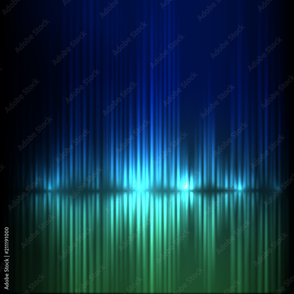 Blue-green wide wave abstract equalizer background. EPS10 vector.