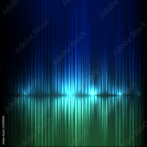 Blue-green wide wave abstract equalizer background. EPS10 vector.