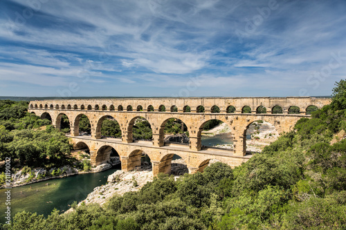 The stunning Roman aqueduct Pont du Gard in Provence, south of France