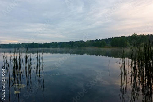 Lake during cloudy day