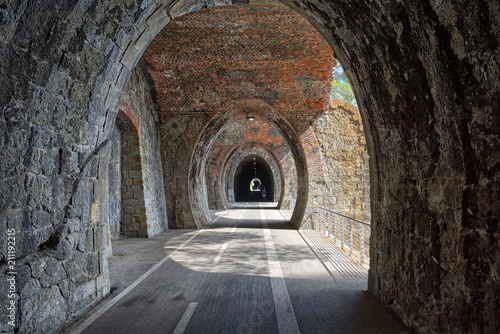 Obraz na płótnie Tunnels between Bonassola and Framura - Liguria - Italy w salonie