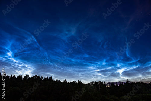 Atmospheric phenomenon of noctilucent clouds (night shining clouds), June 25, 2018, Central Russia photo