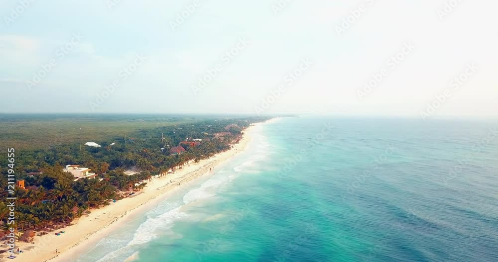 Aerial: Sites of the Windy Blue Beach of Tulum Aerial: Sites of the Windy Blue Beach of Tulum