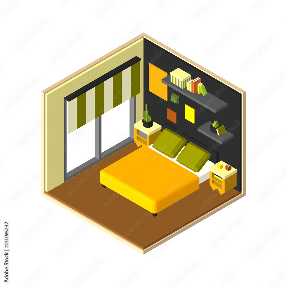 vector isometric bedroom vector isometric bedroom