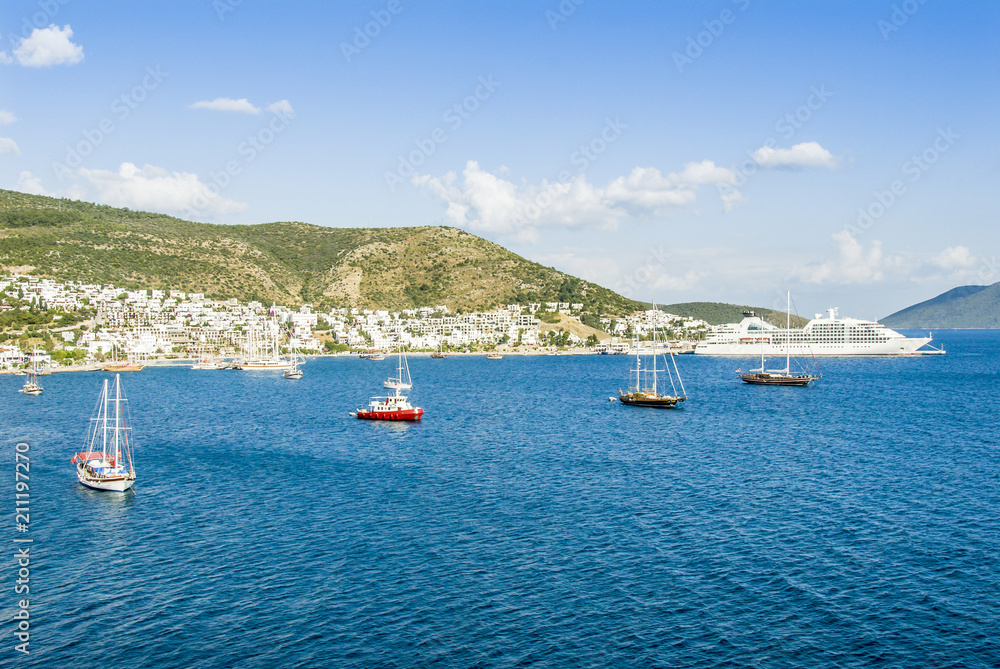 Bodrum, Turkey, 18 May 2010: Sailboats at Aegean Sea