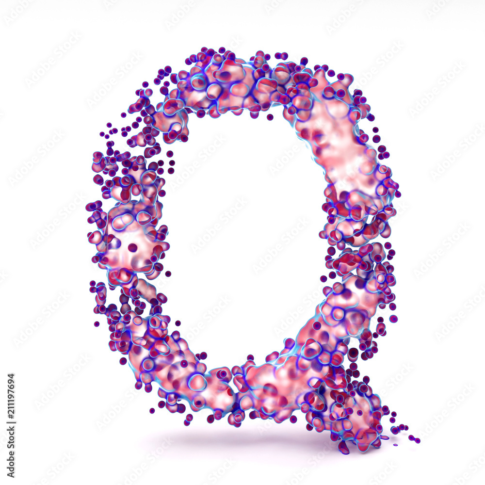 3D Letter Q with abstract biological texture