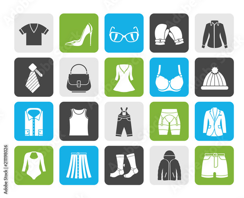 Fashion and clothing and accessories icons - vector icon set