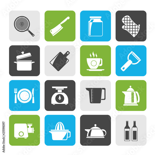home kitchen equipment icons - vector icon set
