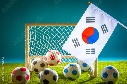 Football team of Korea. Fla...
