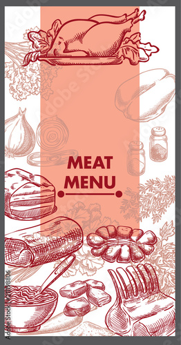 Restaurant menu design. Meat food