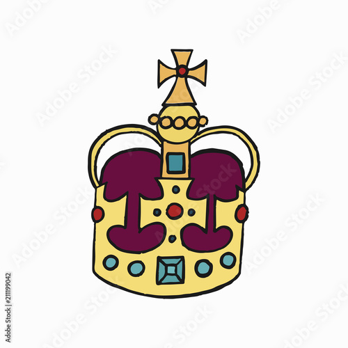 Drawing crown isolated on background photo