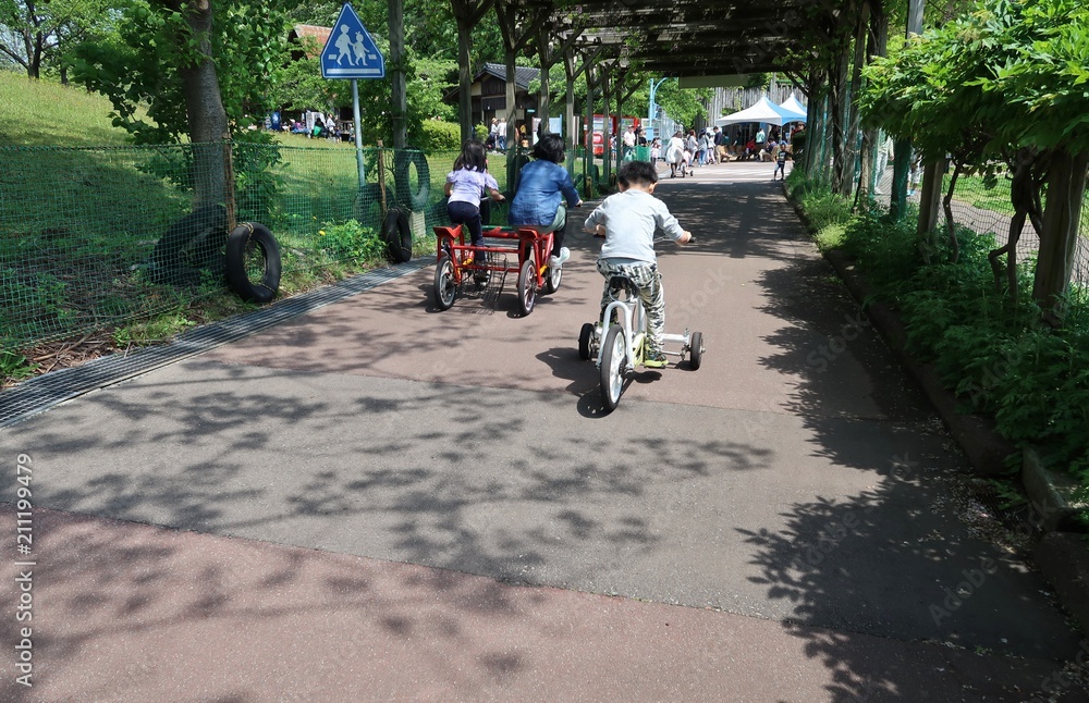 Fototapeta premium 自転車で疾走する男の子
