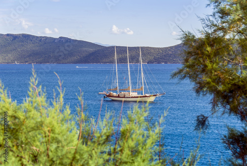 Bodrum, Turkey, 19 May 2010: Sailboat at Aegean Sea