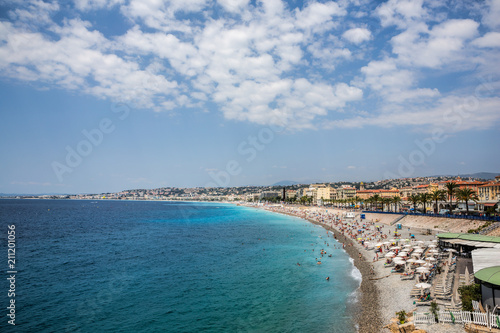 Panoramic view of Nice and the beach, south west France