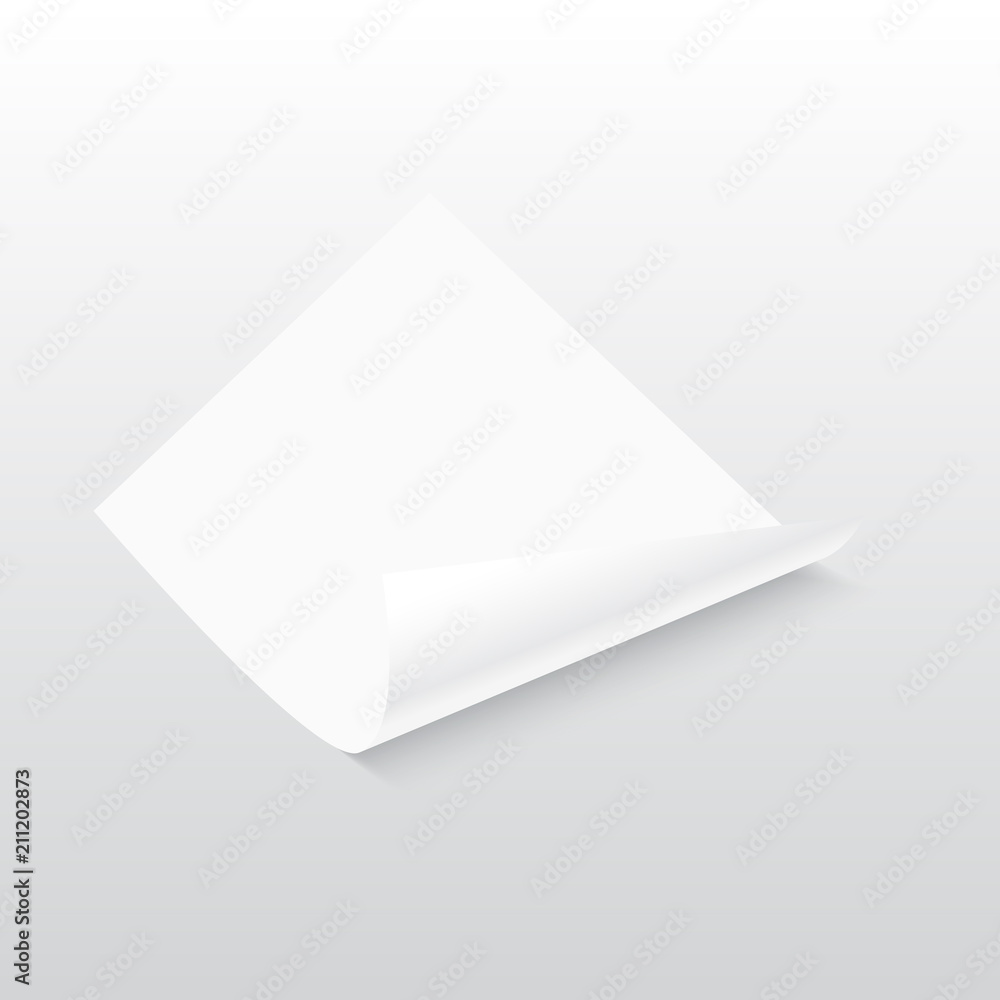 3d Flyer Curved Corner Paper Sheet. Mock up. Vector illustration 3d Flyer Curved Corner Paper Sheet. Mock up. Vector illustration