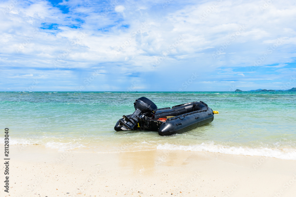 White sand beach with blue sea on KohKham . White sand beach with blue sea on KohKham .