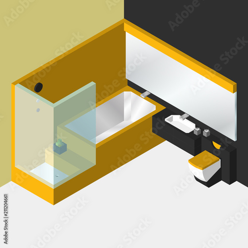 Vector isometric low poly bathroom room icon