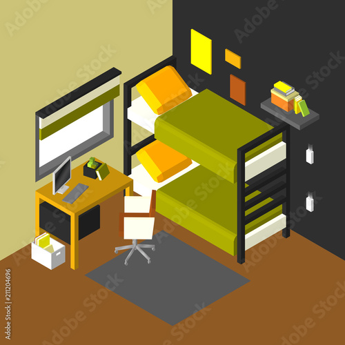 Vector isometric low poly children room icon