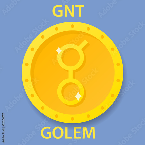 Golem Coin cryptocurrency blockchain icon. Virtual electronic, internet money or cryptocoin symbol, logo