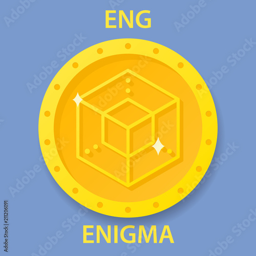 Enigma Coin cryptocurrency blockchain icon. Virtual electronic, internet money or cryptocoin symbol, logo