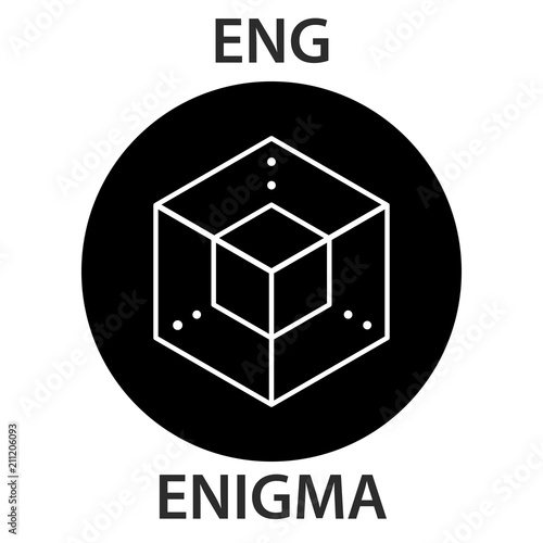 Enigma Coin cryptocurrency blockchain icon. Virtual electronic, internet money or cryptocoin symbol, logo