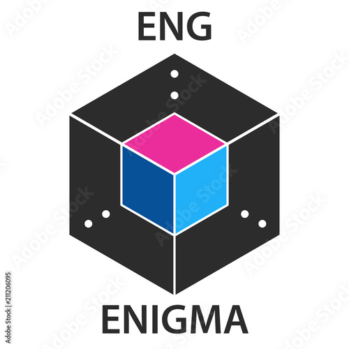 Enigma Coin cryptocurrency blockchain icon. Virtual electronic, internet money or cryptocoin symbol, logo