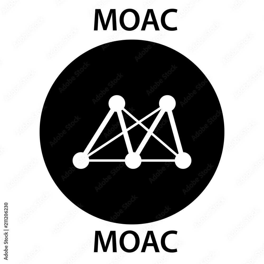 MOAC Coin cryptocurrency blockchain icon. Virtual electronic, internet money or cryptocoin symbol, logo MOAC Coin cryptocurrency blockchain icon. Virtual electronic, internet money or cryptocoin symbol, logo
