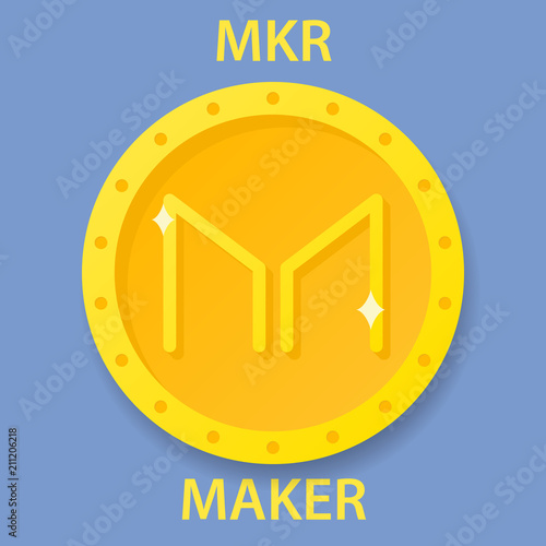 Maker Coin cryptocurrency blockchain icon. Virtual electronic, internet money or cryptocoin symbol, logo photo