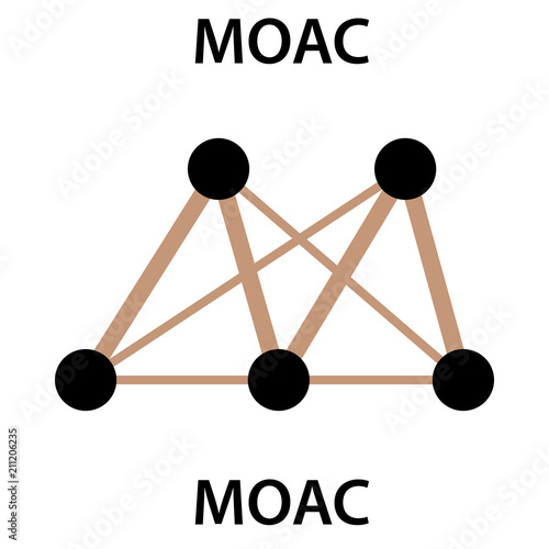 MOAC Coin cryptocurrency blockchain icon. Virtual electronic, internet money or cryptocoin symbol, logo