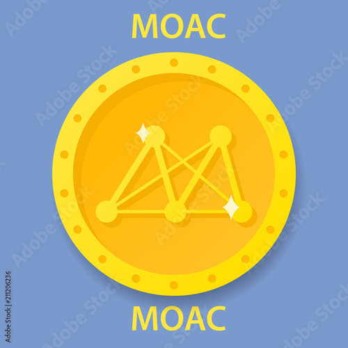 MOAC Coin cryptocurrency blockchain icon. Virtual electronic, internet money or cryptocoin symbol, logo