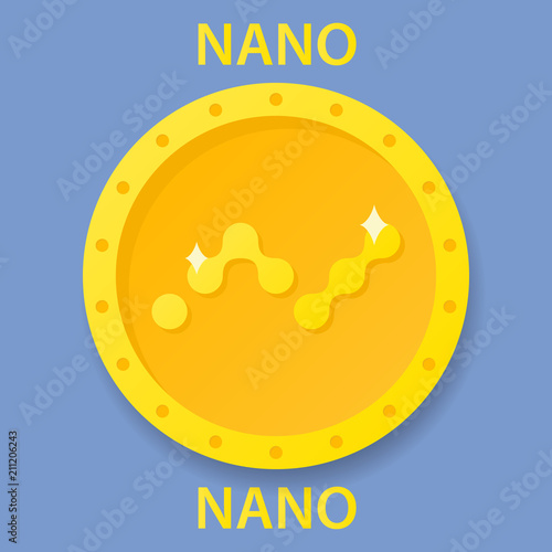 Nano Coin cryptocurrency blockchain icon. Virtual electronic, internet money or cryptocoin symbol, logo