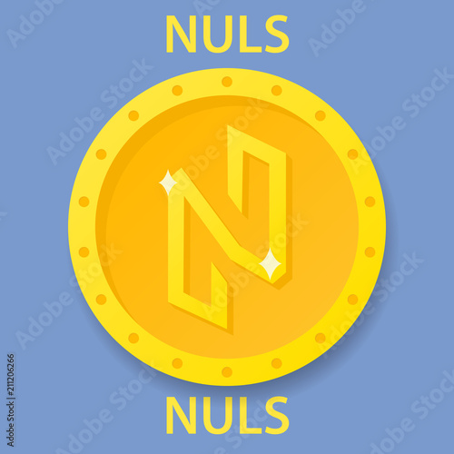 Nuls Coin cryptocurrency blockchain icon. Virtual electronic, internet money or cryptocoin symbol, logo