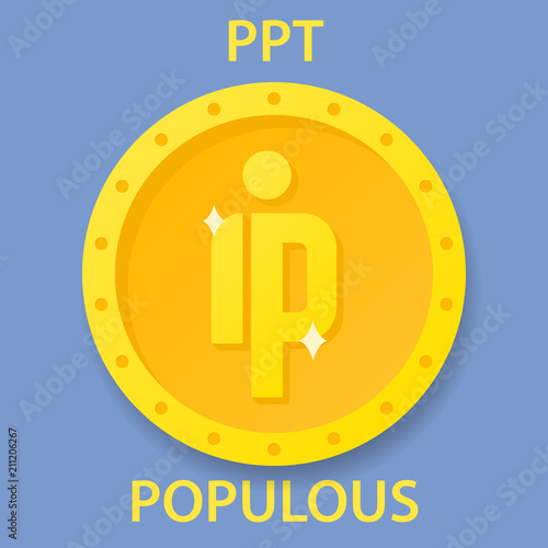 Populous Coin cryptocurrency blockchain icon. Virtual electronic, internet money or cryptocoin symbol, logo