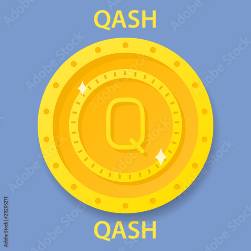QASH Coin cryptocurrency blockchain icon. Virtual electronic, internet money or cryptocoin symbol, logo