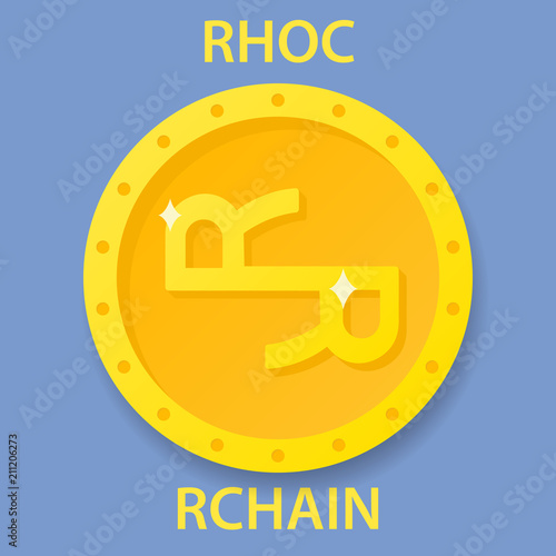 Rchain Coin cryptocurrency blockchain icon. Virtual electronic, internet money or cryptocoin symbol, logo
