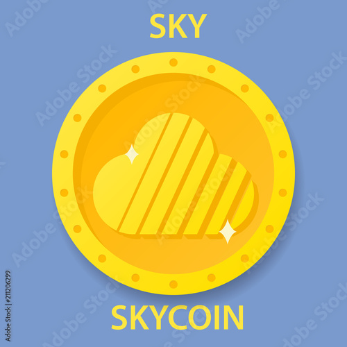 SKY Coin cryptocurrency blockchain icon. Virtual electronic, internet money or cryptocoin symbol, logo