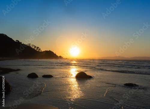Sunset on the beach in Byron Bay  Australia