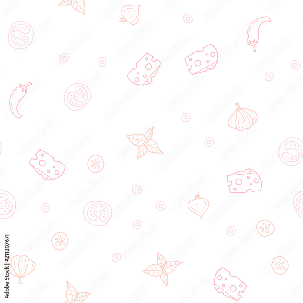 Light Pink, Yellow vector seamless background with tasty food.