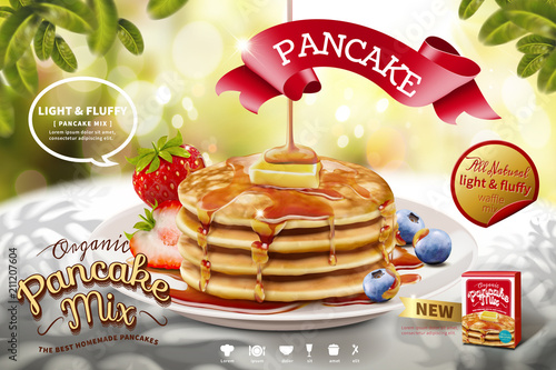 Delicious fluffy pancake ads