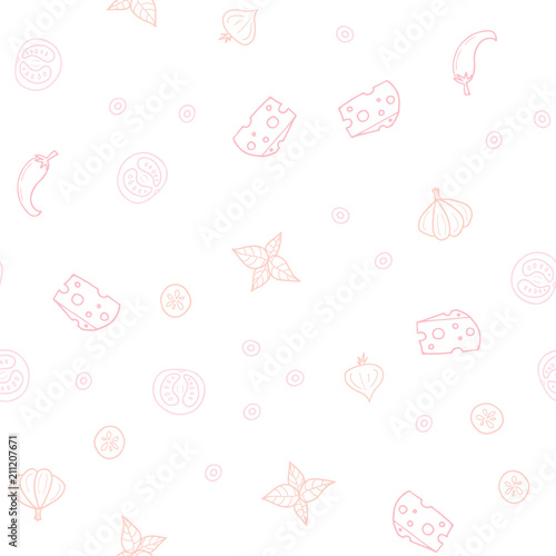 Light Pink, Yellow vector seamless background with tasty food.