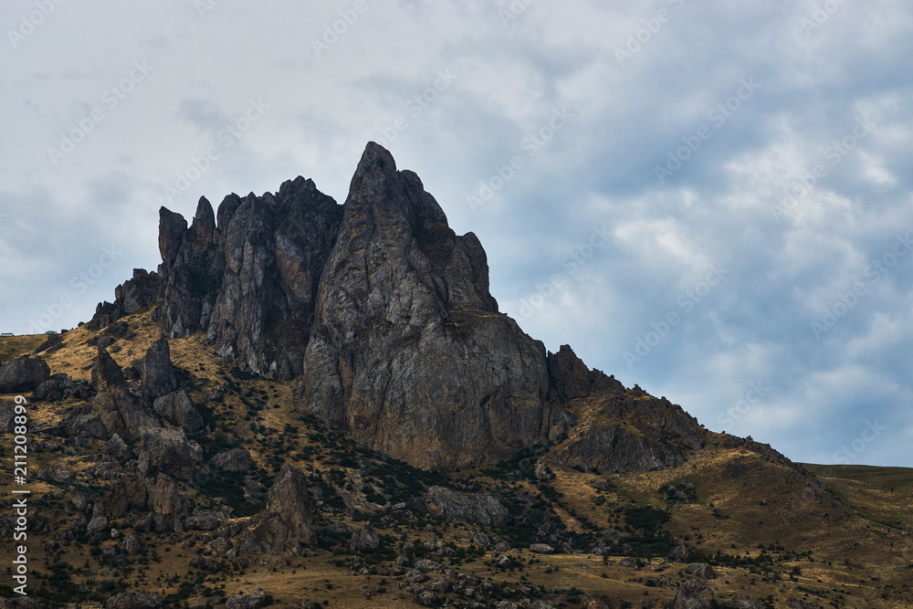 Five fingers mountain. Famous rocky mountain peaks in Azerbaijan 